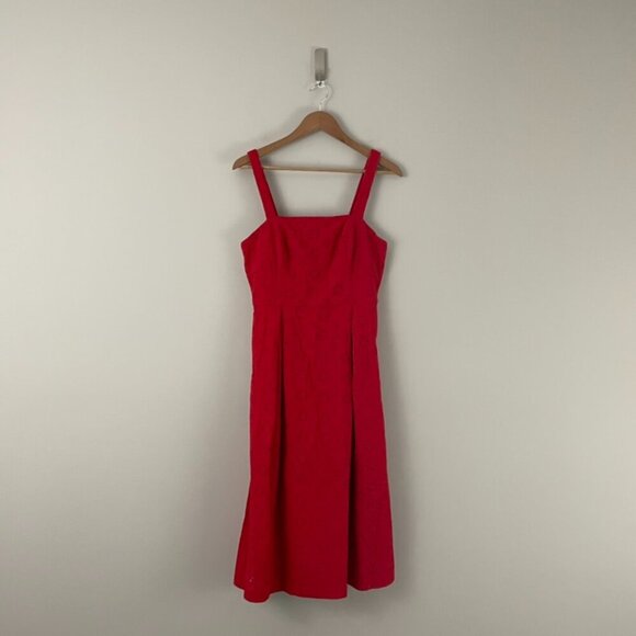 Anthropologie Hutch Kari Red Floral Eyelet Midi Dress Size 6 - Picture 1 of 8